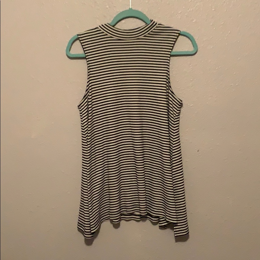 Black and white stripped tank